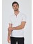 Beyaz Kısa Kol Düz Suprem Polo Yaka Cepsiz Pamuklu Casual Slim Fit Tişört 1011250164_600 1