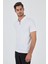 Beyaz Kısa Kol Düz Suprem Polo Yaka Cepsiz Pamuklu Casual Slim Fit Tişört 1011250164_600 3