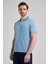 Koyu Turkuaz Kısa Kol Baskılı Pike Polo Yaka Cepsiz Esnek Casual Slim Fit Tişört 1011250150 1