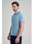 Koyu Turkuaz Kısa Kol Baskılı Pike Polo Yaka Cepsiz Esnek Casual Slim Fit Tişört 1011250150 3
