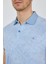 Koyu Mavi Kısa Kol Baskılı Pike Polo Yaka Cepsiz Esnek Casual Slim Fit Tişört 1011250152 4