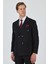 Siyah Kılıç Yaka Çizgili Desen Kruvaze Classic Esnek Slim Fit Takım Elbise 1001250173 1