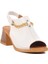 PC-54632 Z Beyaz Hakiki Deri Kadın Sandalet 1