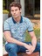 Lacivert Baskılı Pike Polo Yaka Garnili Pamuk Casual Slim Fit Dar Kesim Tişört 1011240157 1
