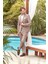 Kahverengi Kırlangıç Yaka Pamuklu Keten 6 Drop Slim Fit Dar Kesim Klasik Takım Elbise 1001240103 1