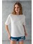 Kadın Bisiklet Yaka Kroche Aksesuarlı T-Shirt Beyaz - 25779 6
