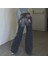 Yeni Gri Double Fire Skull Streetwear Yıkamalı Jean Pantolon 3