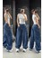 Kadın Lacivert Baggy Kot Pantolon Günlük Kullanım İçin Rahat Kesim Denim 1