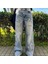 Buz Mavisi Taşlanmış Yıldız Yamalı Vintage Baggy Kot Pantolon 1