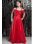 Askılı Beli Lastikli Abiye Kırmızı MDV362 1