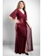 Pul Payetli Şifon Abiye Elbise Bordo MDV364 3