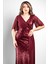 Pul Payetli Şifon Abiye Elbise Bordo MDV364 4