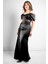 Pul Payet Detaylı Saten Abiye Siyah MDV374 2