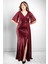 Pul Payetli Şifon Abiye Elbise Bordo MDV364 1