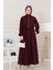 Fermuarlı Cepkenli Jile Elbise-Bordo 1