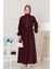 Fermuarlı Cepkenli Jile Elbise-Bordo 3