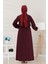 Fermuarlı Cepkenli Jile Elbise-Bordo 5