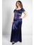 Pul Payet Detaylı Saten Abiye Lacivert MDV374 2