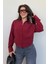 Bordo Uzun Kollu Çizgili Oversize Gömlek MG2080 3