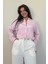 Pembe Uzun Kollu Çizgili Oversize Gömlek MG2080 2
