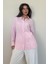 Pembe Uzun Kollu Çizgili Oversize Gömlek MG2080 4