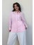 Pembe Uzun Kollu Çizgili Oversize Gömlek MG2080 5