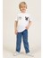Baskılı Kısa Kollu Ön ve Arka Yazı Detaylı Pamuklu Rahat Erkek Çocuk T-Shirt 3