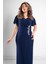 Taş Aksessuarlı Simli Abiye Lacivert MDA2533 2