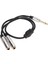 1/4 Inç Stereo Ayırıcı Y Kablosu Alüminyum Alaşımlı Kabuk 6.35MM Mono Erkek Fiş Çift 6.35MM Dişi Jak Kablosu 19.7in (Yurt Dışından) 4