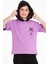 Kapüşonlu Kısa Kol Baskılı Lila Renk Kız Çocuk Tshirt 5