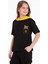 Kapüşonlu Kısa Kol Baskılı Siyah Renk Kız Çocuk Tshirt 2