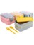 Plastik Orjinal Fely Beslenme Kabı,yetişkinler/çocuklar Için, Bölmeli, Yemek Kutusu, Paket Bölücü, Çatal Kaşık Takımı Içinde 4 Renk (Pembe) 3