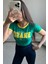 Brasil Baskılı Yeşil Sarı Crop Tshirt 2