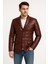 Silva Hakiki Deri Erkek Bordo Tafta Blazer Şişme Ceket 1