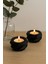 Siyah Geometrik Tealight Mumluk Seti | Modern ve Minimal Tasarım (2'li Set) 3