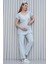 Mecit 6203 Mavi Sabahlıklı Lohusa Pijama Takımı 4