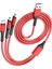 3ın1 Kırmızı 1.2 Metre (Mıcro USB - Lıghtnıng - Type C) Telefon Şarj Kablosu (4767) - AGT1547-1843 2