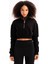 Crop Dik Yaka Yarı Fermuarlı Şardonlu Kadın Sweatshirt Vibe Siyah 3