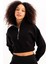 Crop Dik Yaka Yarı Fermuarlı Şardonlu Kadın Sweatshirt Vibe Siyah 4