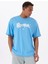 Lc 6388 New Id Ovrs Gfx Tee Mavi Yuvarlak Yaka Oversize Baskılı Erkek T-Shirt 2