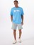 Lc 6388 New Id Ovrs Gfx Tee Mavi Yuvarlak Yaka Oversize Baskılı Erkek T-Shirt 3
