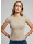 Bisiklet Yaka Düz Bej Kadın T-Shirt 252 Lcf 242015 Rosa Bej 2
