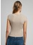 Bisiklet Yaka Düz Bej Kadın T-Shirt 252 Lcf 242015 Rosa Bej 4
