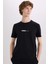 %100 Pamuk Slim Fit Dar Kesim Bisiklet Yaka Baskılı Kısa Kollu Tişört E3776AX25SM 1