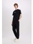 %100 Pamuk Slim Fit Dar Kesim Bisiklet Yaka Baskılı Kısa Kollu Tişört E3776AX25SM 2