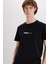 %100 Pamuk Slim Fit Dar Kesim Bisiklet Yaka Baskılı Kısa Kollu Tişört E3776AX25SM 4