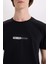 %100 Pamuk Slim Fit Dar Kesim Bisiklet Yaka Baskılı Kısa Kollu Tişört E3776AX25SM 5