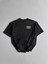 20/1 Penye Compack Baskılı Oversize Bisiklet Yaka Kısa Kol Yazlık T-Shirt - Siyah 1
