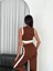 Osy Modal Yumuşak Dokulu Kumaş Tam Fermuarlı Crop Pantalon Ikili Takım - Kahverengi 2