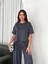 Osy Modal Yumuşak Dokulu Kumaş Bisiklet Yaka T-Shirt Bol Paça Pantalon Ikili Takım -Antrasit 3